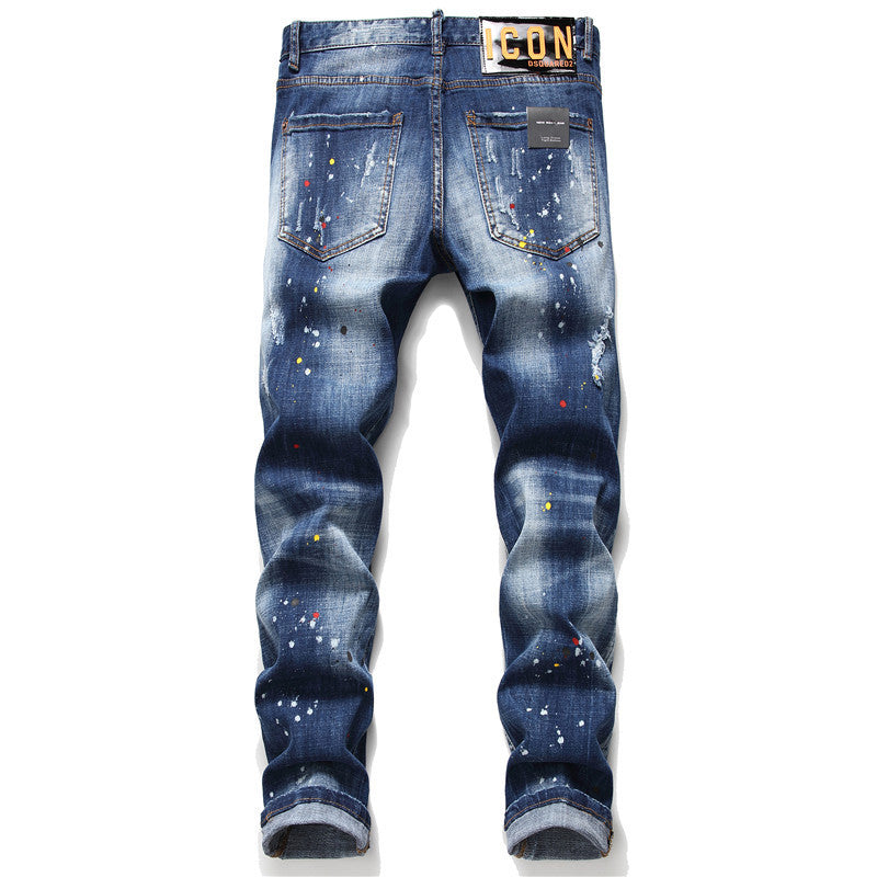 New-DSQ2 Maple leaf hole badge Jeans