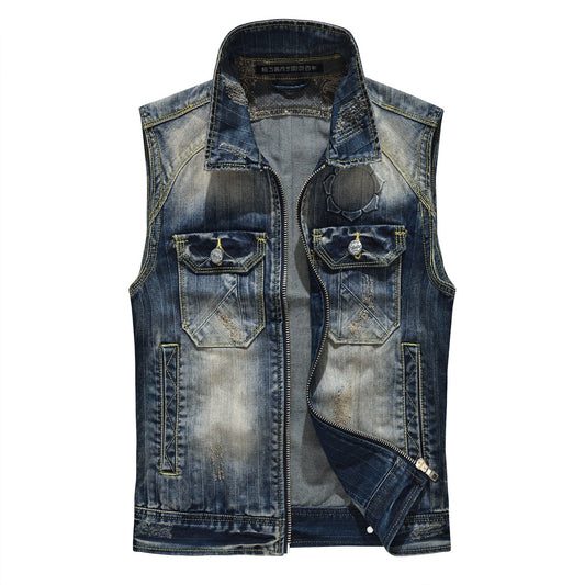 New-DSQ2 25ss zipper Denim Vest coat