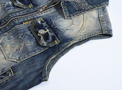 New-DSQ2 25ss zipper Denim Vest coat