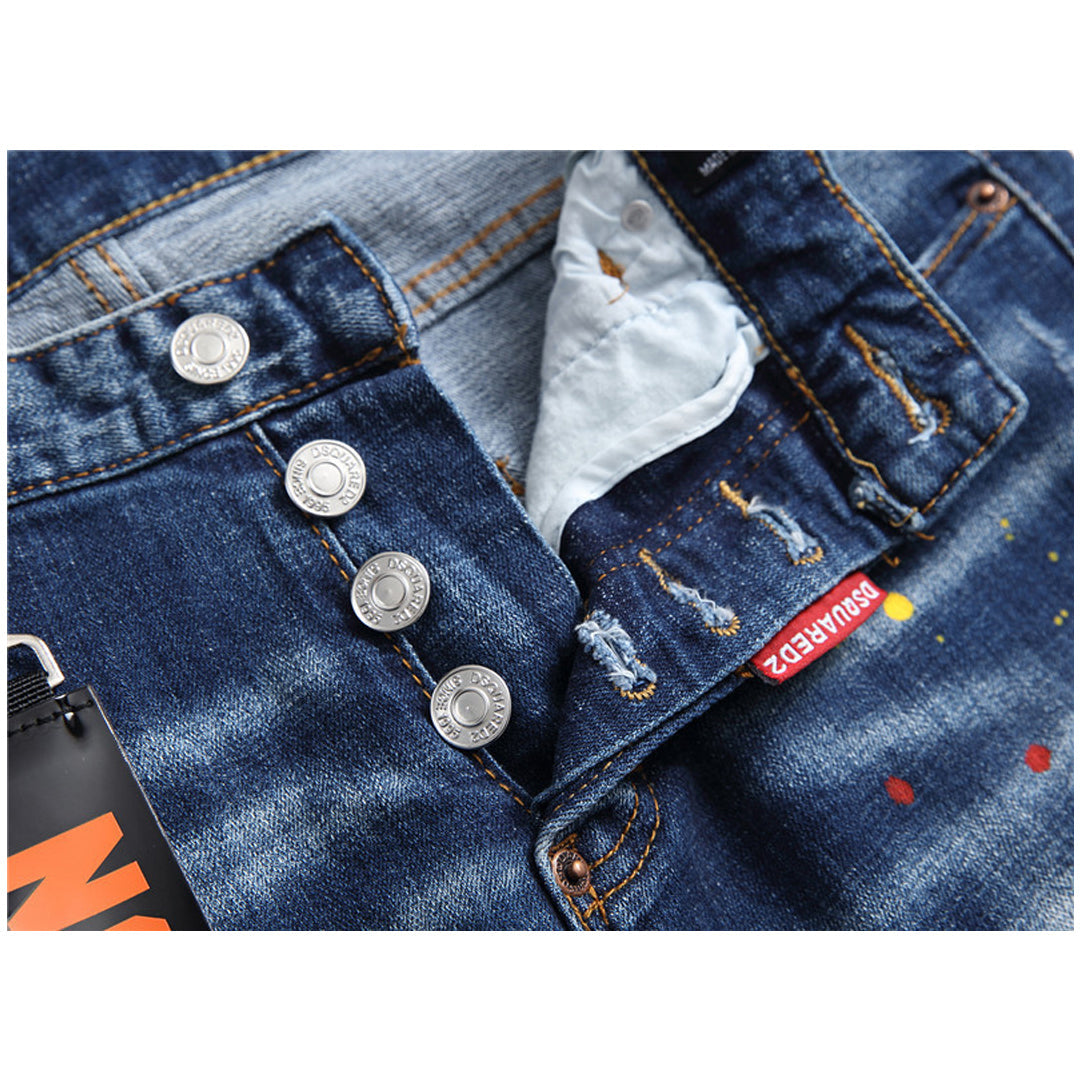 New-DSQ2 Maple leaf hole badge Jeans
