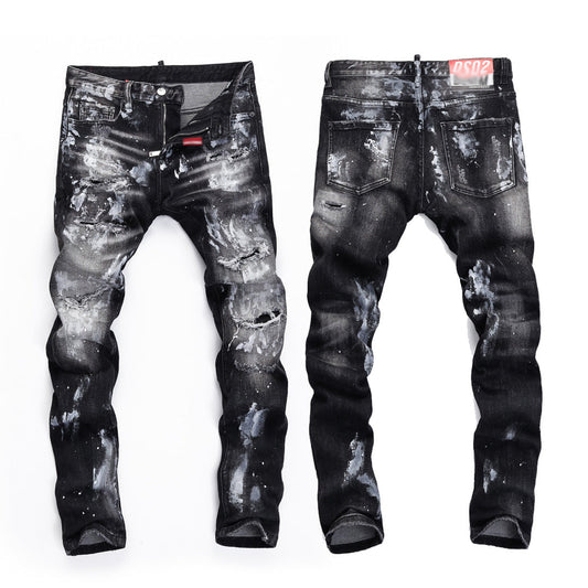 New-DSQ2 2025ss Ripped Black Jeans