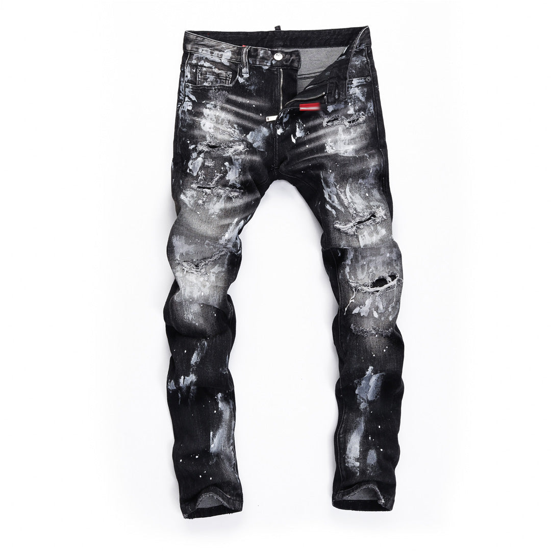 New-DSQ2 2025ss Ripped Black Jeans
