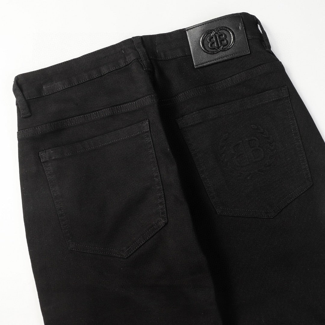 2025SS New Black Distressed Jeans