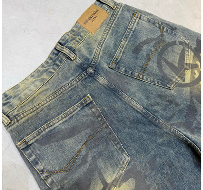 2025SS Distressed Graffiti Jeans